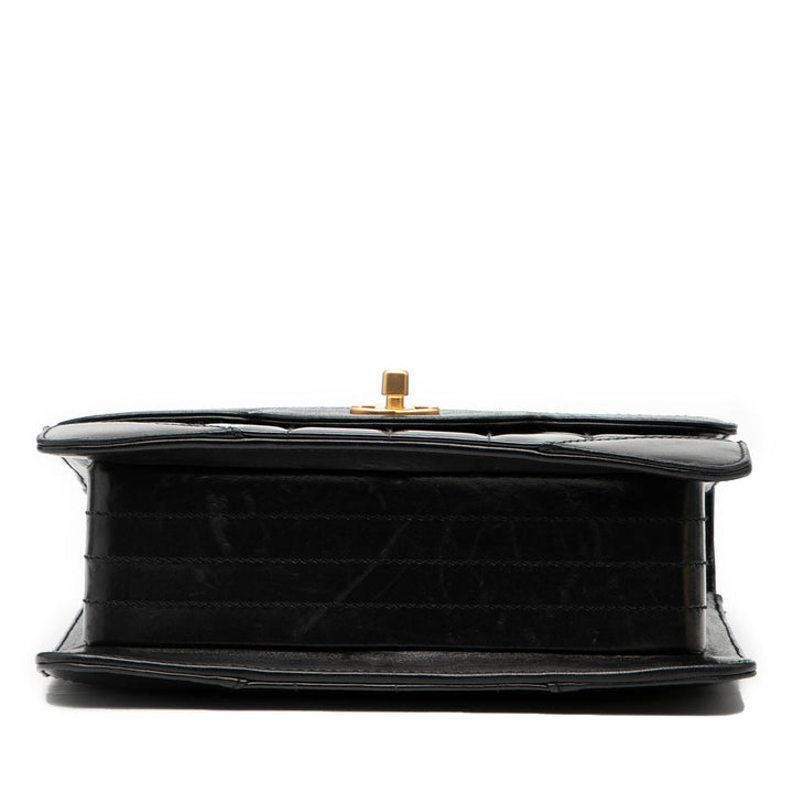 Chanel CC Chocolate Bar Cuir verni et Cuir d’agneau Square à rabat