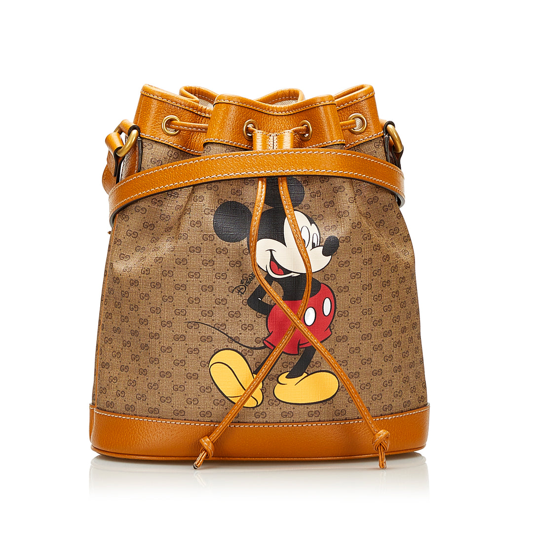 Mini GG Supreme Mickey Mouse Bucket Bag Brown - Gaby Paris