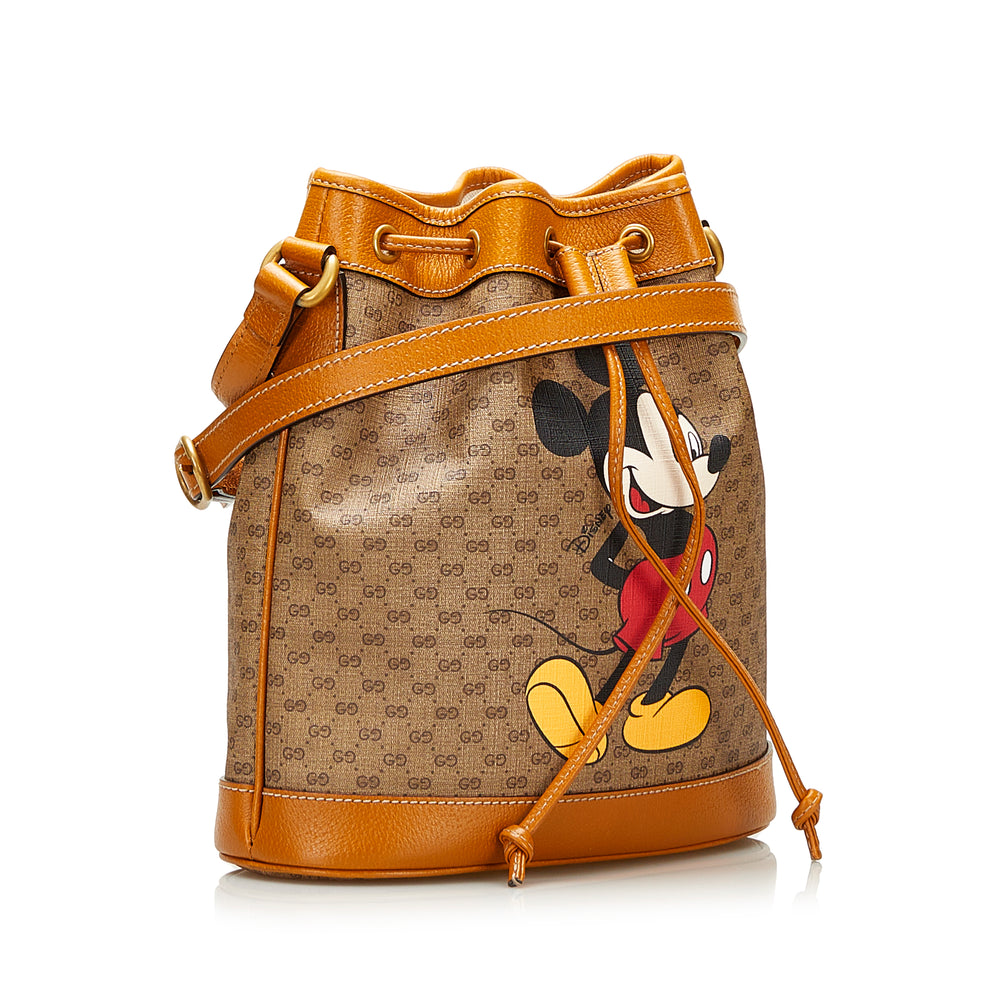 Mini GG Supreme Mickey Mouse Bucket Bag Brown - Gaby Paris