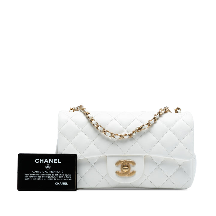 Chanel Mini Rectangular Classic Cuir d’agneau Romance Simple rabat