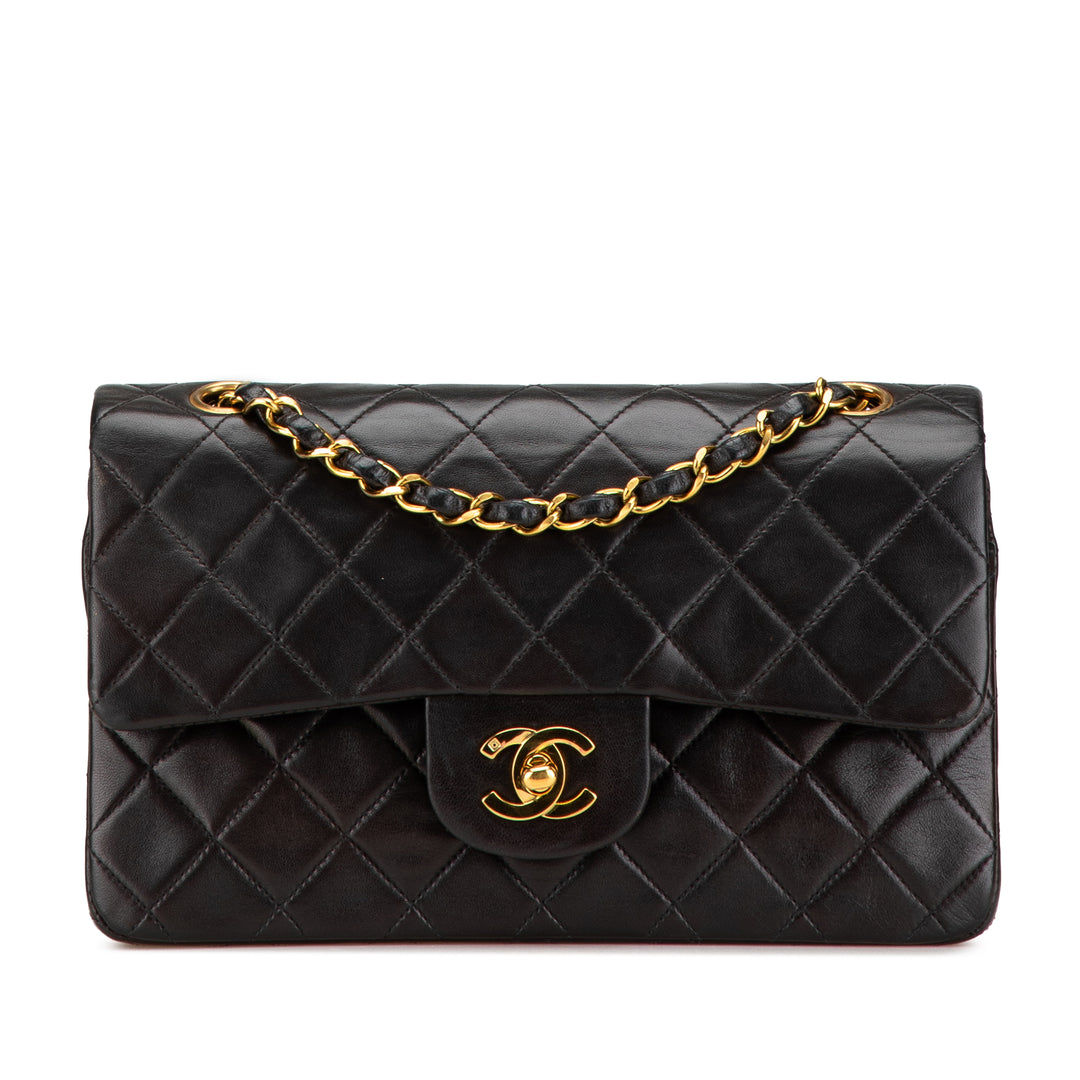 Small Classic Lambskin Double Flap Black - Gaby Paris