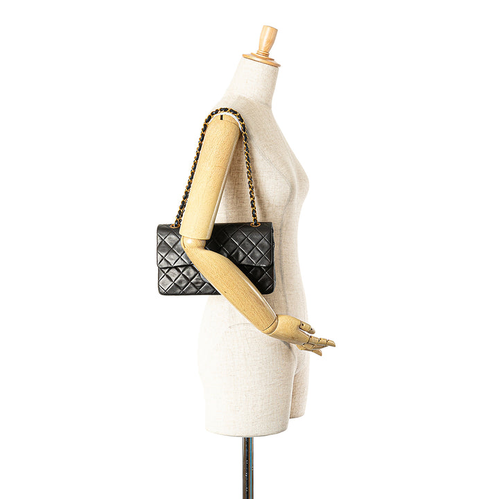Small Classic Lambskin Double Flap Black - Gaby Paris