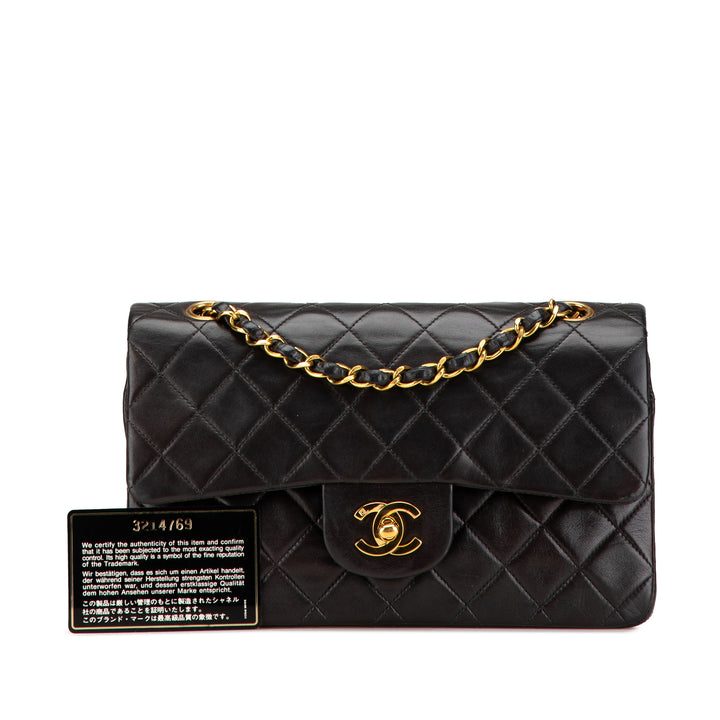Small Classic Lambskin Double Flap Black - Gaby Paris