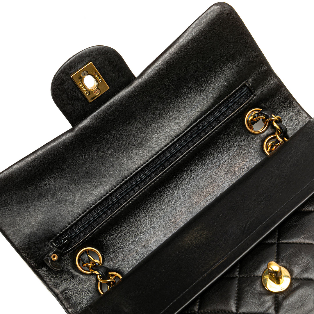 Small Classic Lambskin Double Flap Black - Gaby Paris