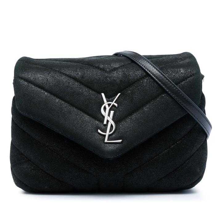 Saint Laurent Toy Matelasse Glitter Daim Monogram LouLou Sac porté croisé