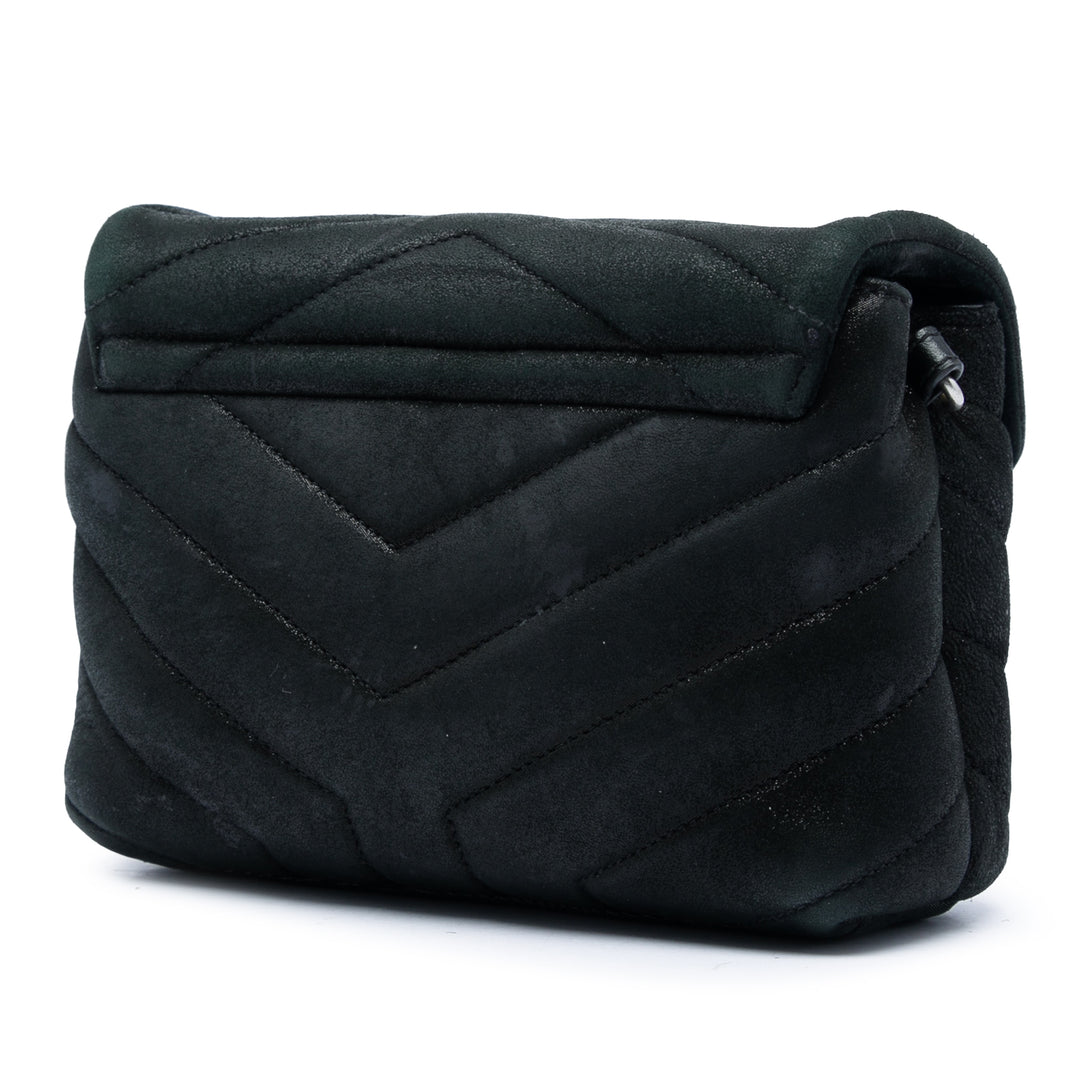 Saint Laurent Toy Matelasse Glitter Daim Monogram LouLou Sac porté croisé