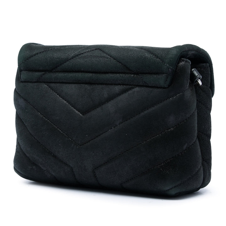 Saint Laurent Toy Matelasse Glitter Daim Monogram LouLou Sac porté croisé