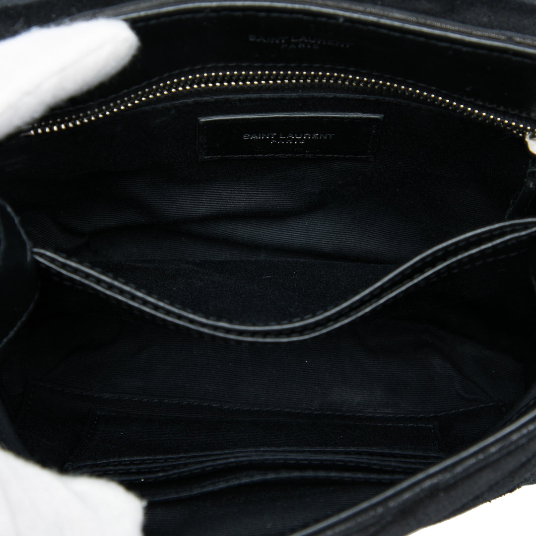 Saint Laurent Toy Matelasse Glitter Daim Monogram LouLou Sac porté croisé