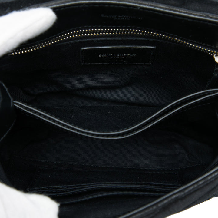 Saint Laurent Toy Matelasse Glitter Daim Monogram LouLou Sac porté croisé