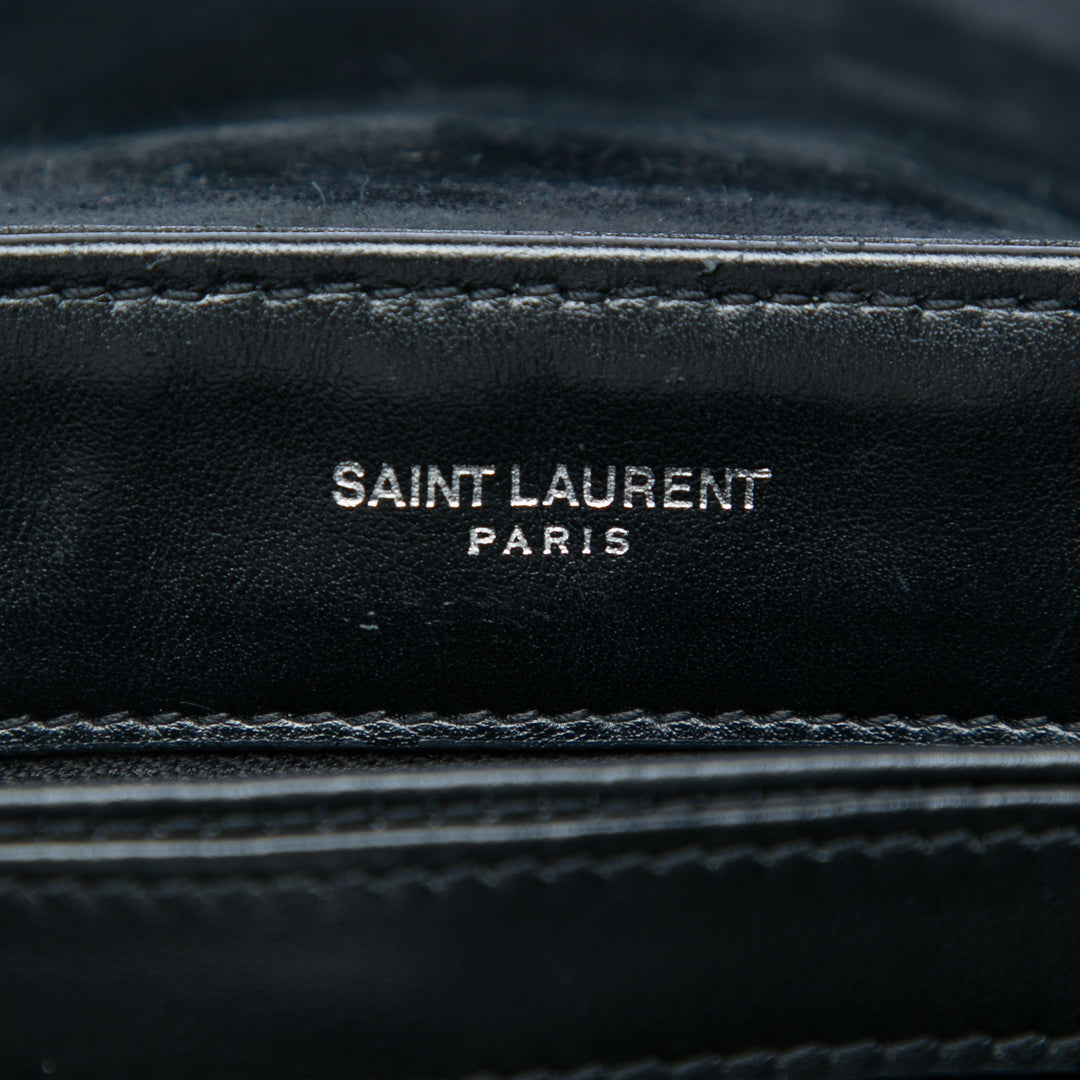 Saint Laurent Toy Matelasse Glitter Daim Monogram LouLou Sac porté croisé
