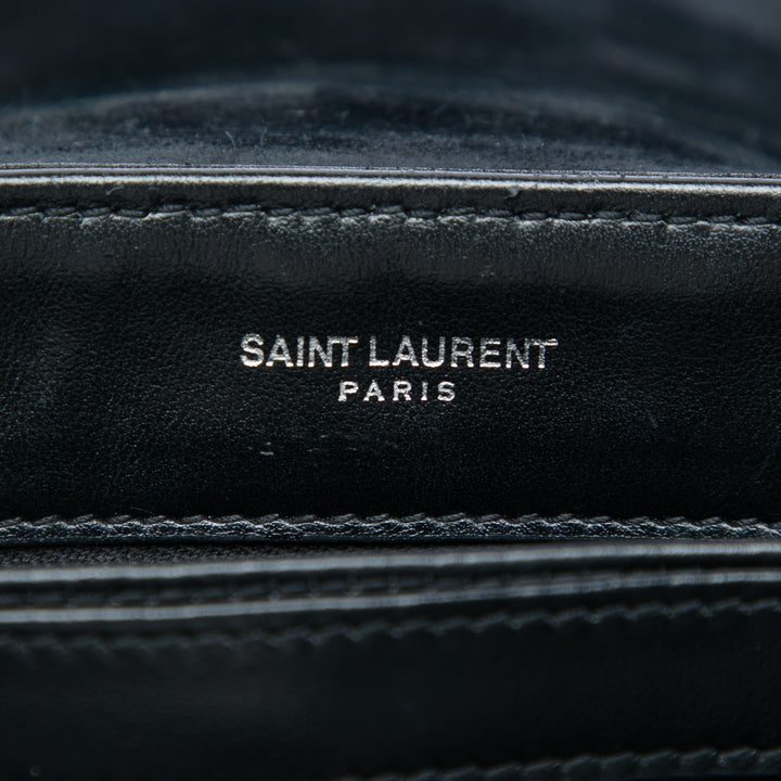 Saint Laurent Toy Matelasse Glitter Daim Monogram LouLou Sac porté croisé