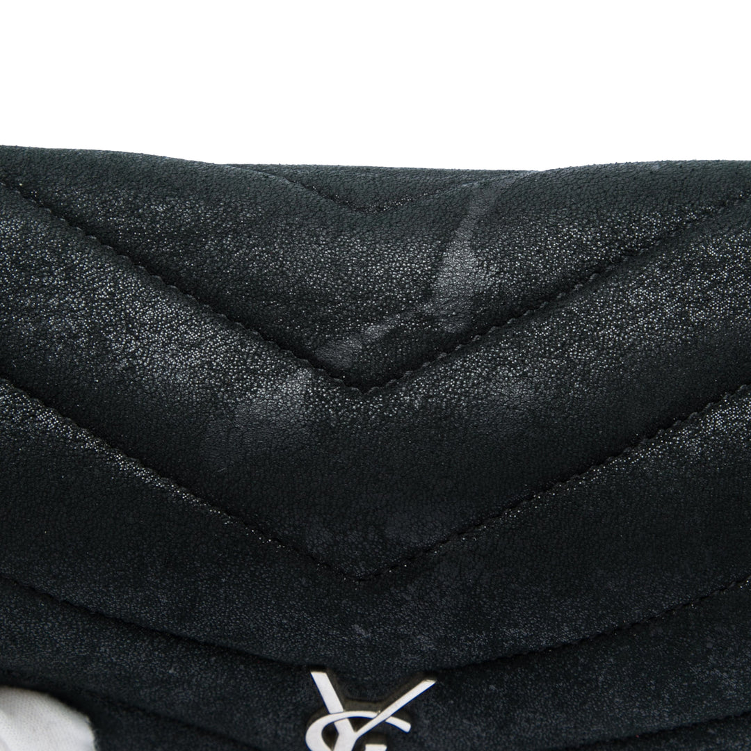 Saint Laurent Toy Matelasse Glitter Daim Monogram LouLou Sac porté croisé
