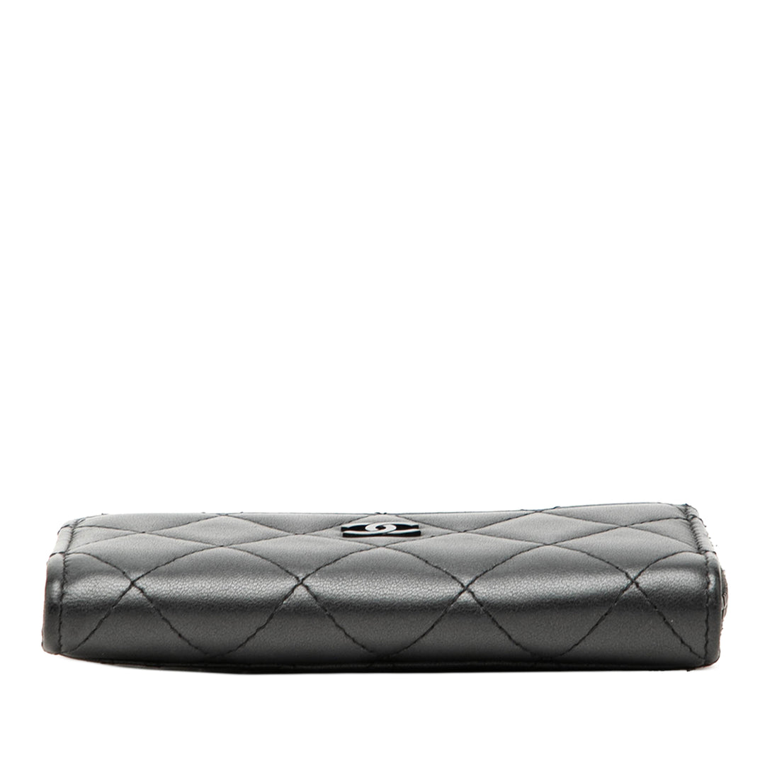 CC Matelassé Perley So Zippé Porte-cartes Cuir d'agneau Noir