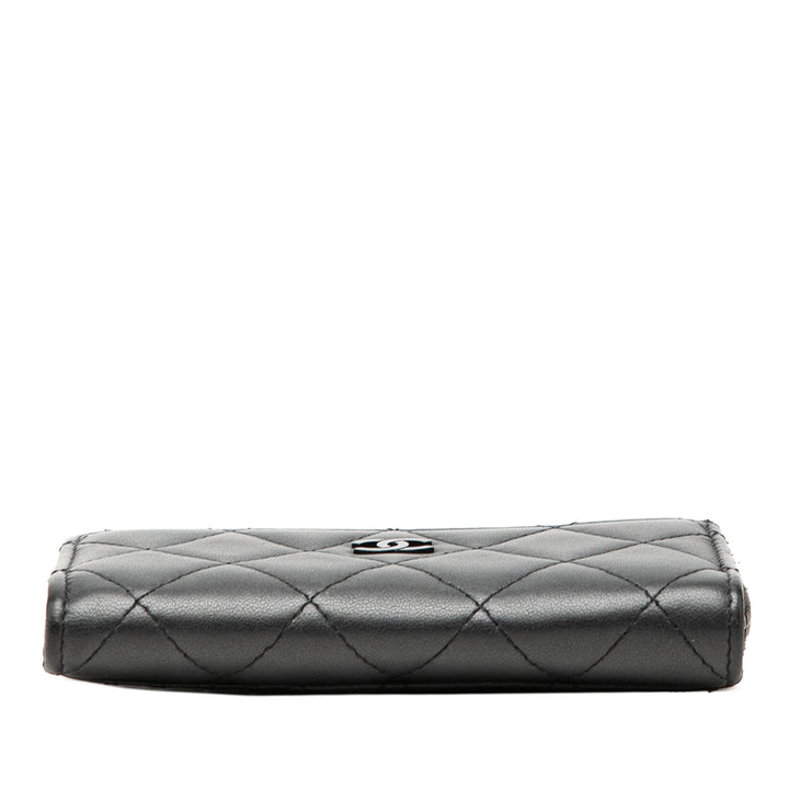CC Matelassé Perley So Zippé Porte-cartes Cuir d'agneau Noir