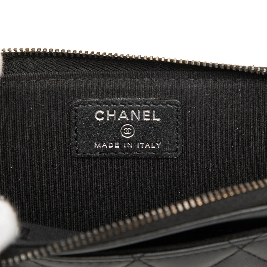 CC Matelassé Perley So Zippé Porte-cartes Cuir d'agneau Noir