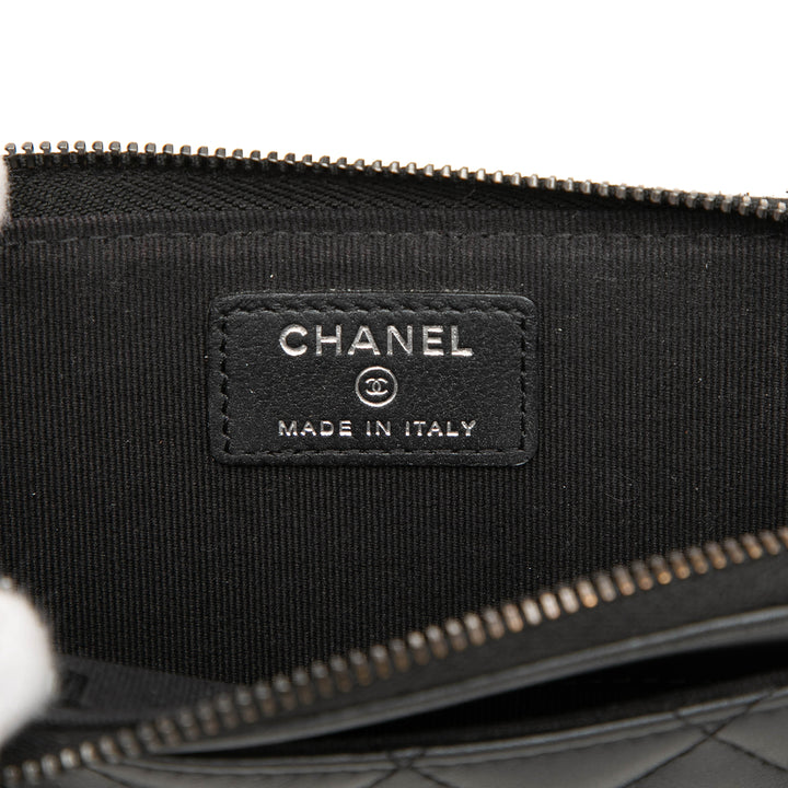 CC Matelassé Perley So Zippé Porte-cartes Cuir d'agneau Noir