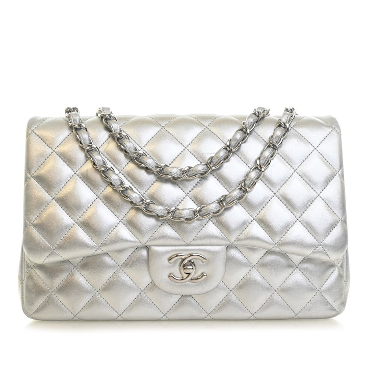 Chanel Jumbo Classic Metallic Cuir d’agneau Simple rabat