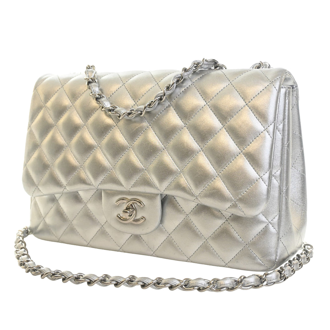 Chanel Jumbo Classic Metallic Cuir d’agneau Simple rabat