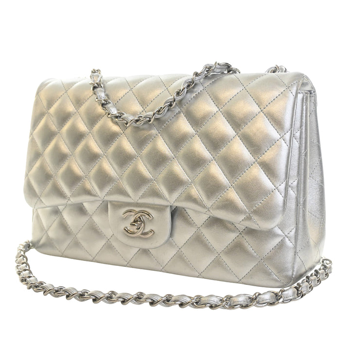 Chanel Jumbo Classic Metallic Cuir d’agneau Simple rabat