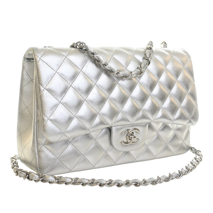 Chanel Jumbo Classic Metallic Cuir d’agneau Simple rabat