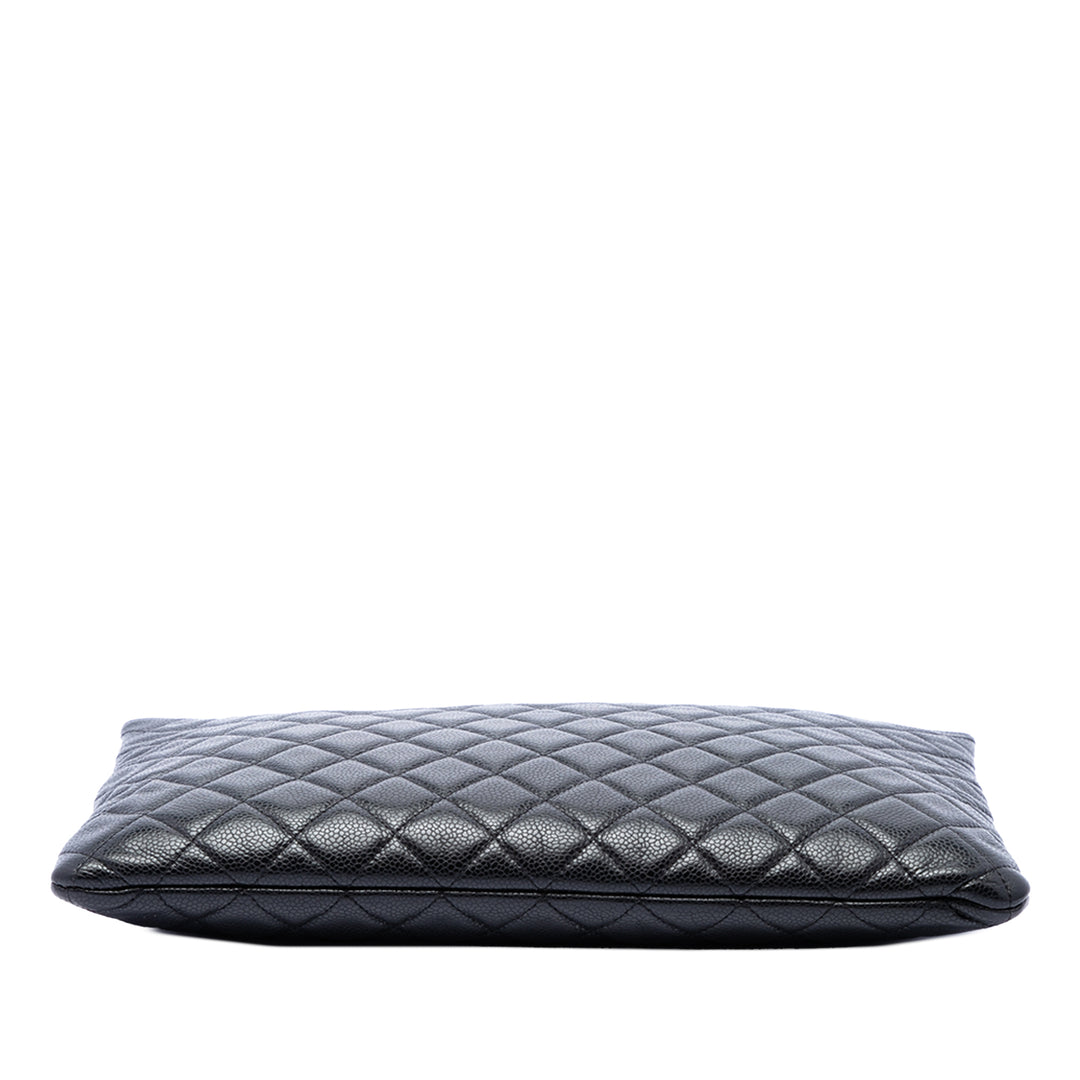 Matelassé O Étui Pochette Grand Cuir caviar Noir