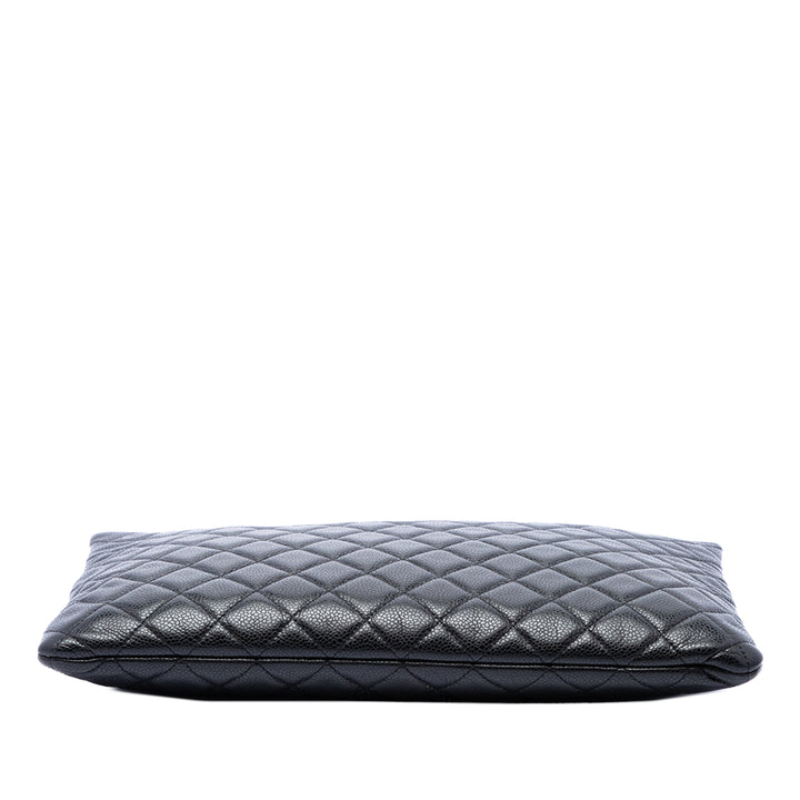 Matelassé O Étui Pochette Grand Cuir caviar Noir