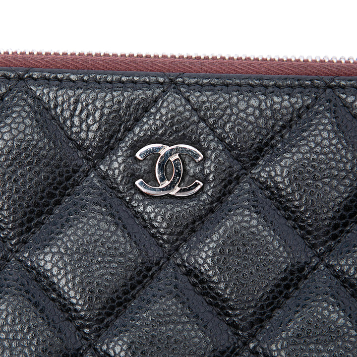 Matelassé O Étui Pochette Grand Cuir caviar Noir