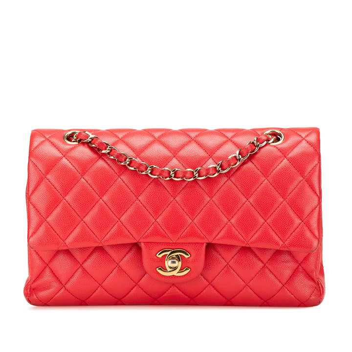 Medium Classic Caviar Double Flap Red - Gaby Paris