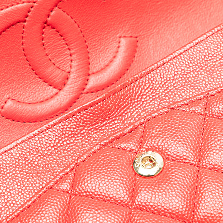 Medium Classic Caviar Double Flap Red - Gaby Paris