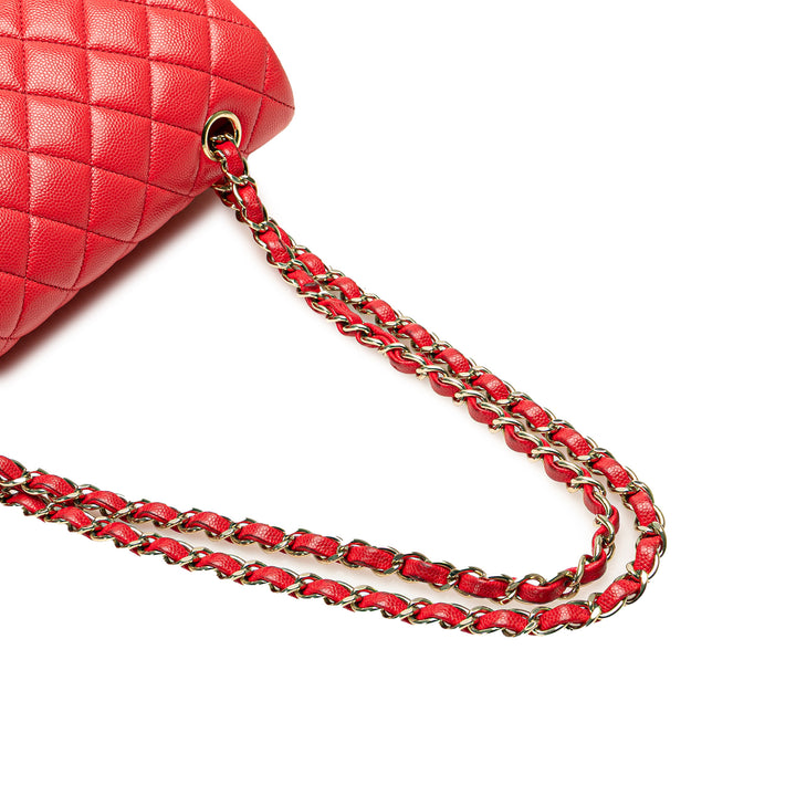 Medium Classic Caviar Double Flap Red - Gaby Paris