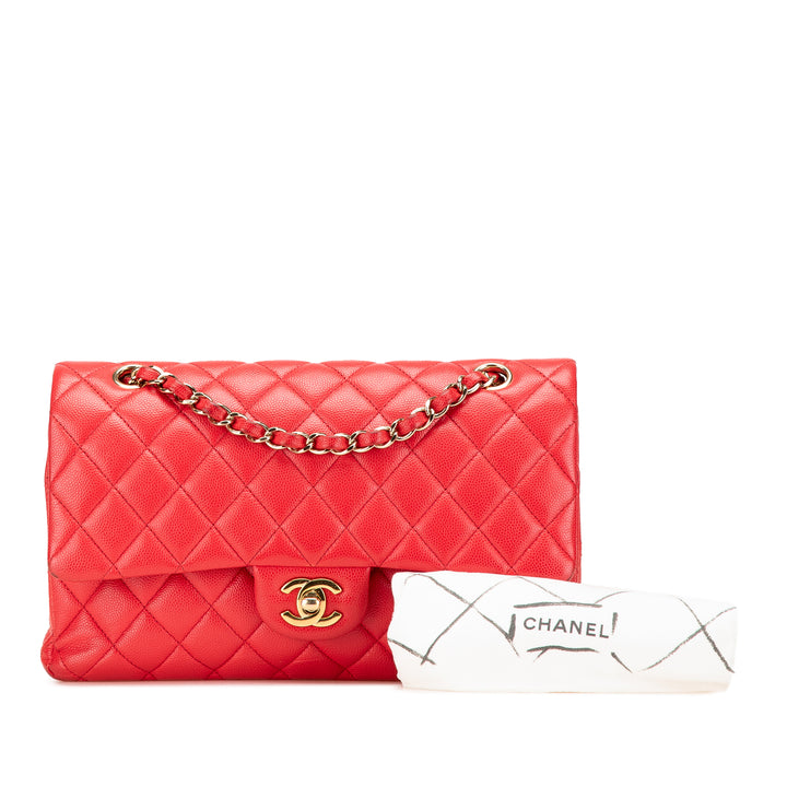 Medium Classic Caviar Double Flap Red - Gaby Paris
