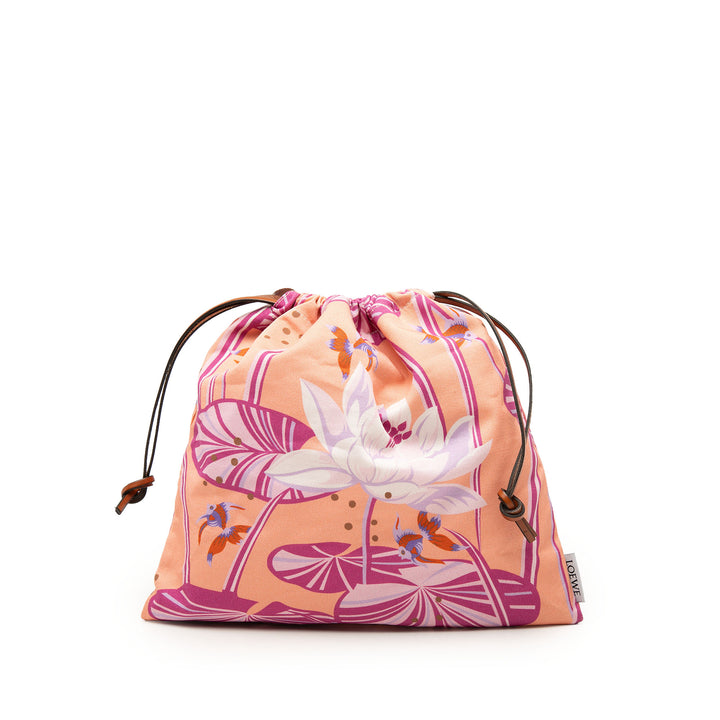 LOEWE Paula Ibiza Toile Waterlily Print Drawstring Pochette