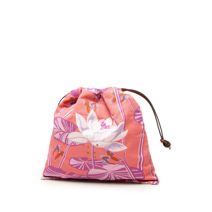 LOEWE Paula Ibiza Toile Waterlily Print Drawstring Pochette