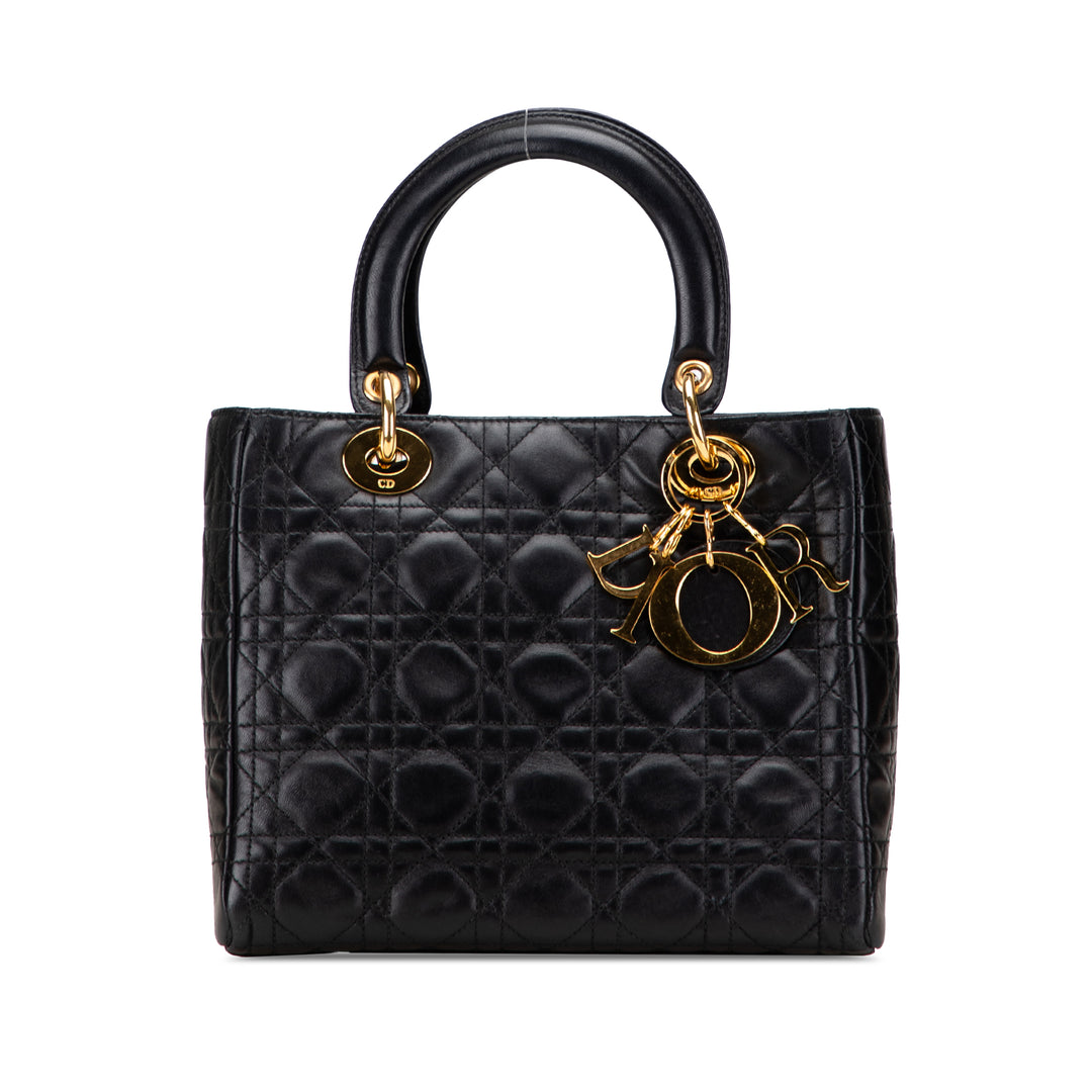 Dior Medium Cuir d’agneau Cannage Lady Dior Noir – GABY PARIS Authentique