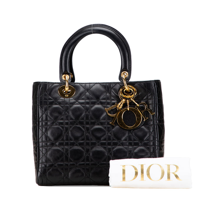Dior Medium Cuir d’agneau Cannage Lady Dior Noir – GABY PARIS Authentique