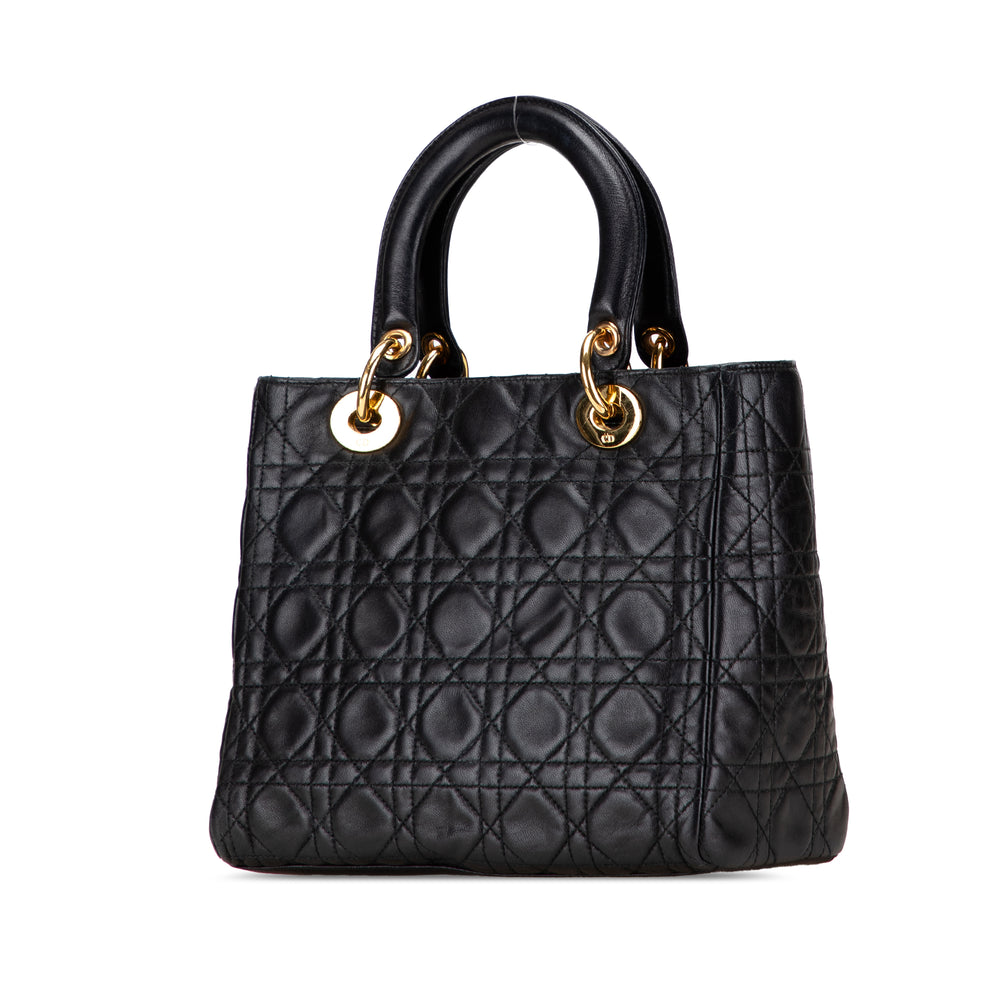 Dior Medium Cuir d’agneau Cannage Lady Dior Noir – GABY PARIS Authentique