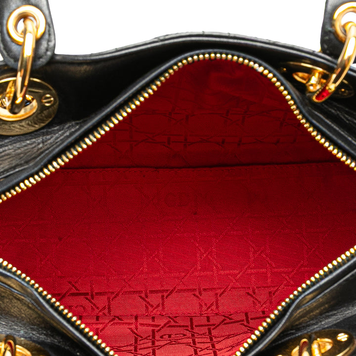 Dior Medium Cuir d’agneau Cannage Lady Dior Noir – GABY PARIS Authentique