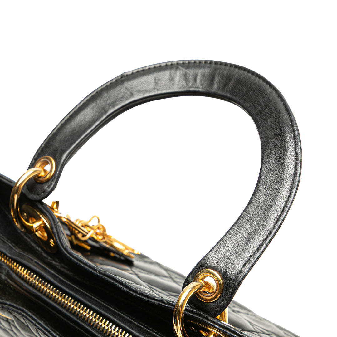 Dior Medium Cuir d’agneau Cannage Lady Dior Noir – GABY PARIS Authentique