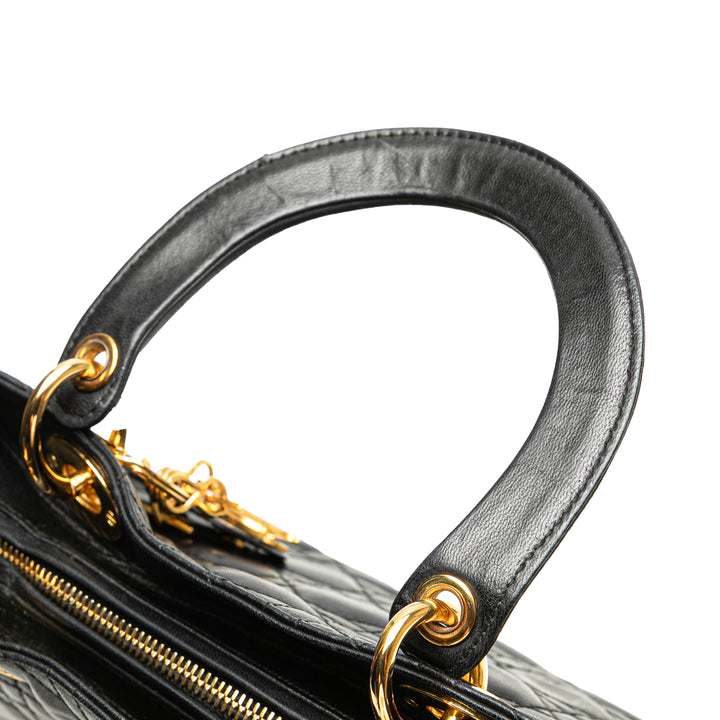 Dior Medium Cuir d’agneau Cannage Lady Dior Noir – GABY PARIS Authentique