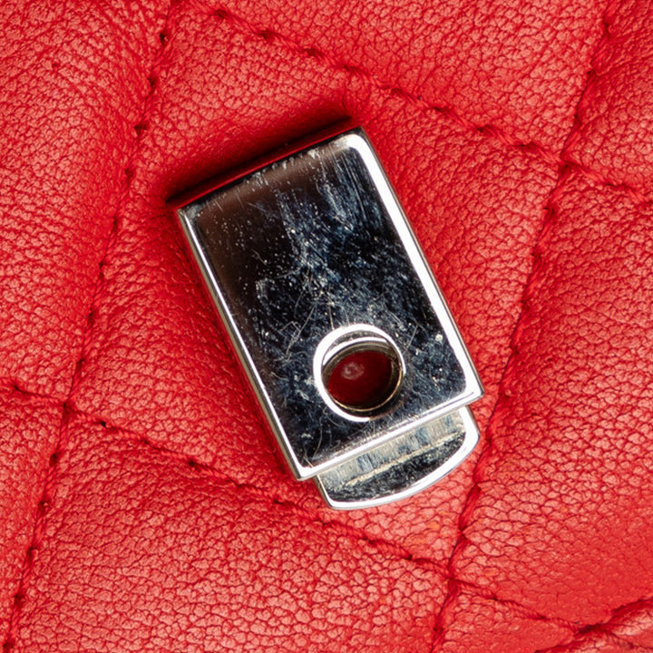 Grained Calfskin CC Box Wallet On Chain Red - Gaby Paris