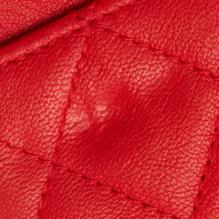 Grained Calfskin CC Box Wallet On Chain Red - Gaby Paris