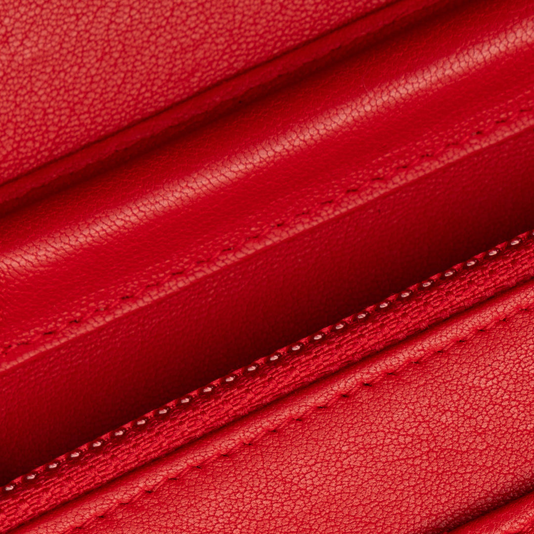 Grained Calfskin CC Box Wallet On Chain Red - Gaby Paris