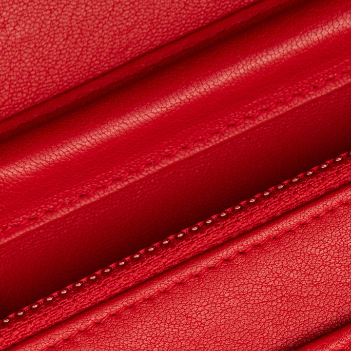 Grained Calfskin CC Box Wallet On Chain Red - Gaby Paris