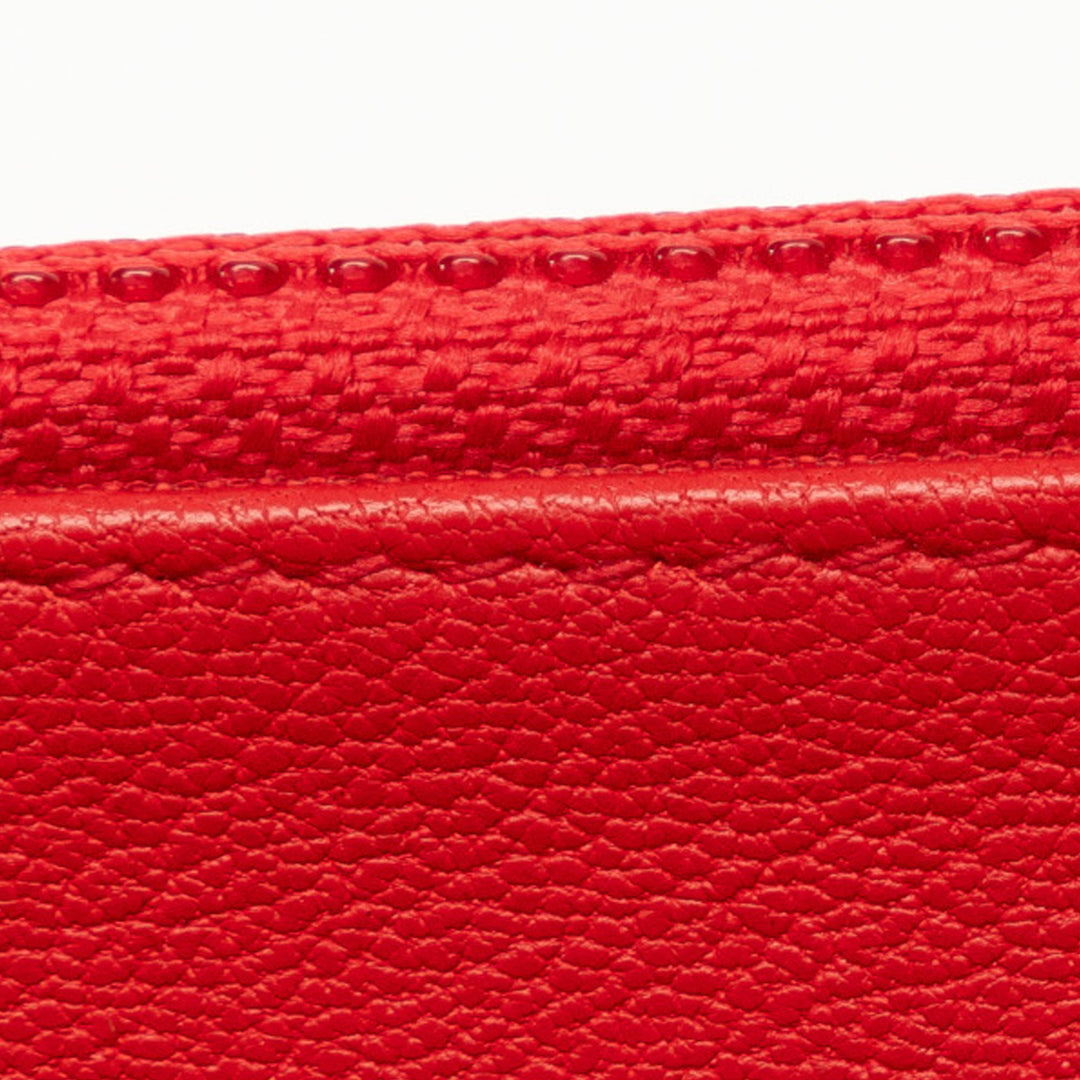 Grained Calfskin CC Box Wallet On Chain Red - Gaby Paris