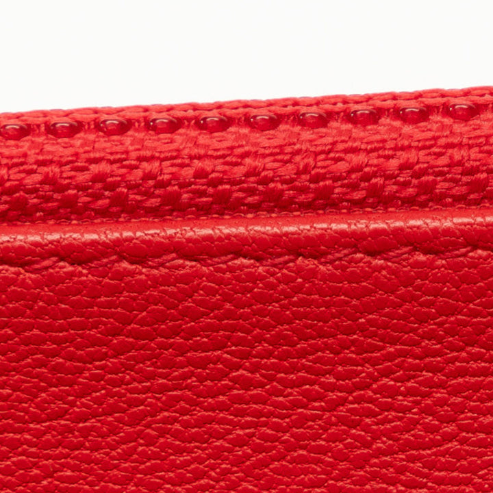 Grained Calfskin CC Box Wallet On Chain Red - Gaby Paris