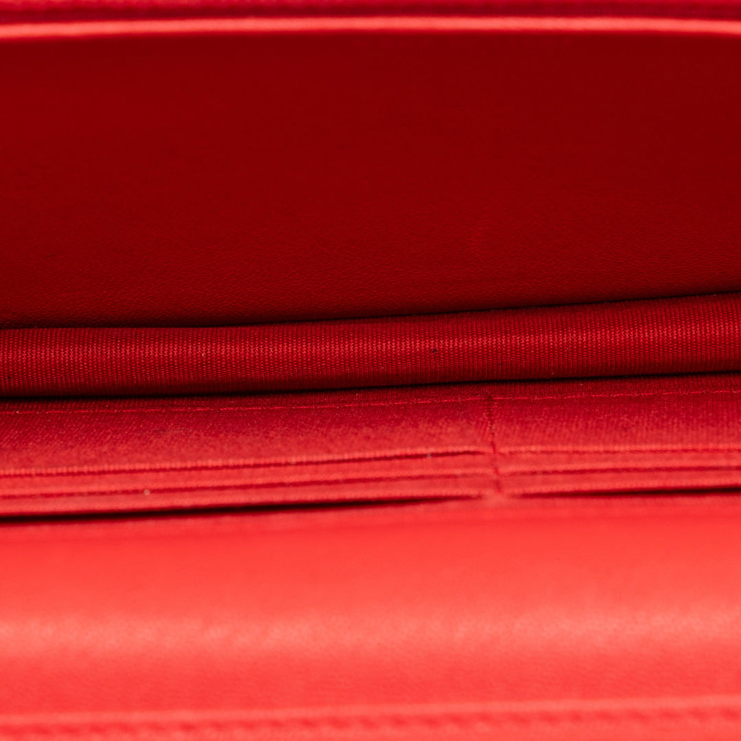 Grained Calfskin CC Box Wallet On Chain Red - Gaby Paris