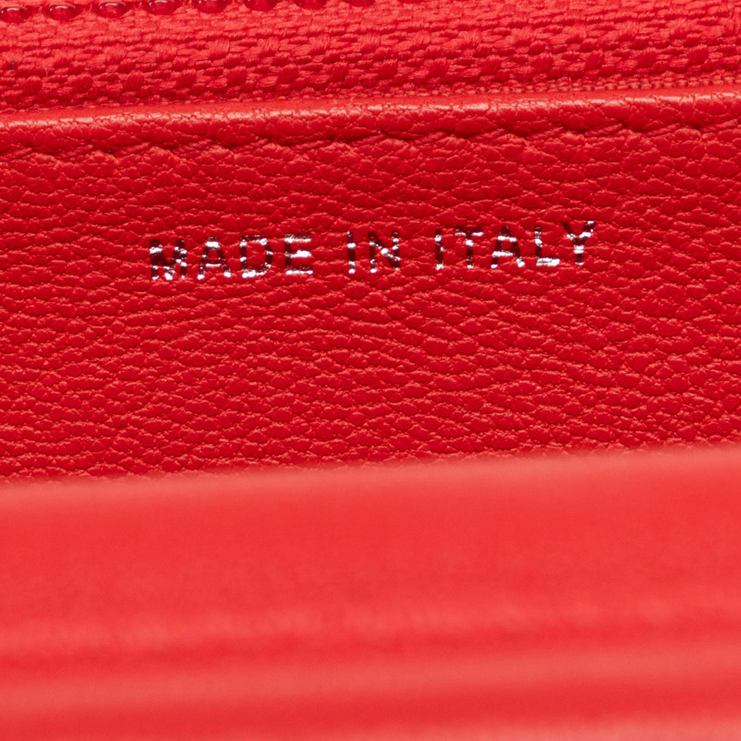 Grained Calfskin CC Box Wallet On Chain Red - Gaby Paris