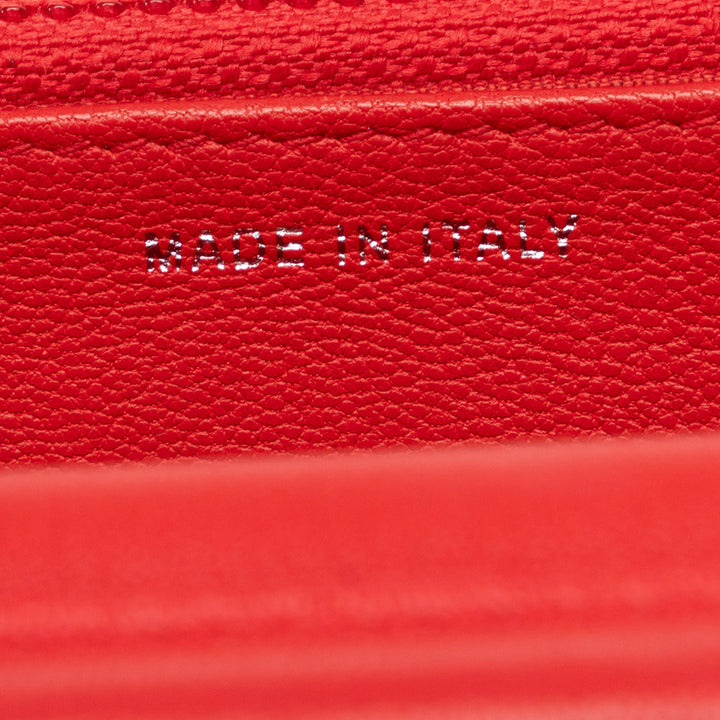 Grained Calfskin CC Box Wallet On Chain Red - Gaby Paris