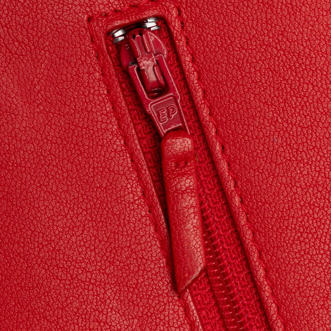 Grained Calfskin CC Box Wallet On Chain Red - Gaby Paris
