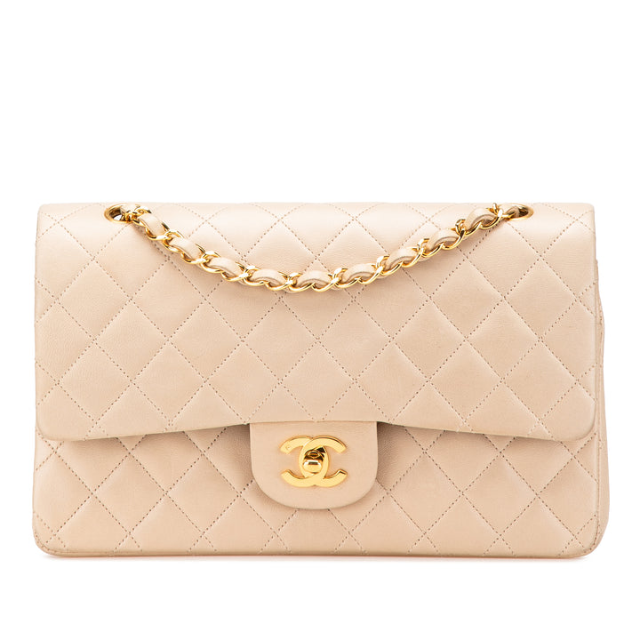 Medium Classic Lambskin Double Flap Brown - Gaby Paris